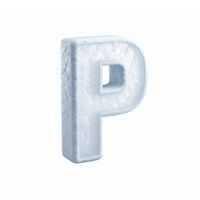 Fuzzy Ice Letter P 3D Design with Transparent Background for Cool Typography and Branding png