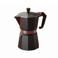 Classic Italian Moka Pot Coffee Maker in Black and Red Color Scheme with Modern Design png