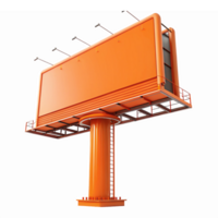 Orange Billboard Structure with Blank Display Space for Advertising on Transparent Background png