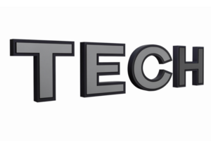 Three Dimensional Tech Text with Modern Design and Transparent Background for Versatile Use png