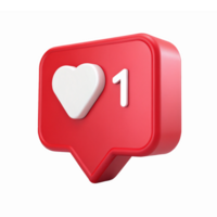 Red Heart Like Notification with Number One on Transparent Background png