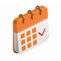 Calendar with Orange Design and Checkmark for Scheduling Events and Reminders png
