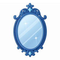 Elegant Blue Ornate Framed Mirror Decorative Element with Sparkling Reflections Transparent Background png