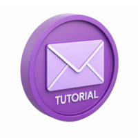 Purple Email with Tutorial Text for Digital Communication Design Projects png