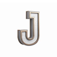 Three Dimensional Letter J Design with Metallic Outline and Textured Surface on Transparent Background png