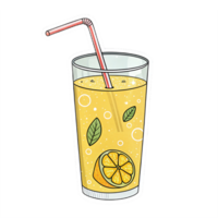 Refreshing Lemonade Drink with Straw Fresh Lemon Slices and Mint Leaves on Transparent Background png