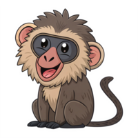 Cute Cartoon Monkey Character with Happy Expression and Playful Design on Transparent Background png