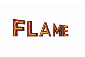 Flame Text Design in Fiery Colors with Transparent Background for Dynamic Graphic Applications png