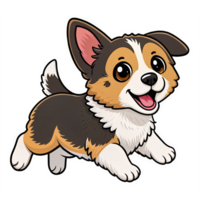Happy Playful Corgi Dog Character with Cheerful Expression on Transparent Background png
