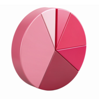 3D Pie Chart in Pink Tones with Transparent Background for Data Visualization png