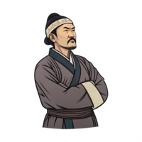 Confident Traditional Asian Man in Cultural Attire with Thoughtful Expression on Transparent Background png