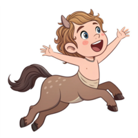 Joyful Centaur Boy with Playful Expression in Mid-Action Pose with Transparent Background png