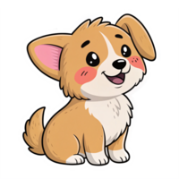 Cute Cartoon Corgi Dog Smiling Character with Playful Expression on Transparent Background png