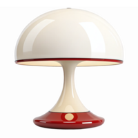 Modern Red and Cream Table Lamp with Rounded Shade and Sleek Design on Transparent Background png