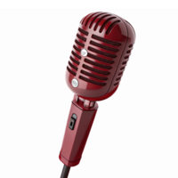 Vintage Retro Microphone Design for Music and Audio Projects with Transparent Background png