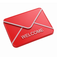 Red Welcome Envelope for Invitations and Greeting Messages with Transparent Background png