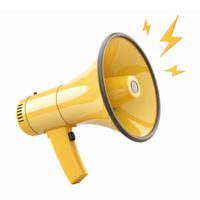 Yellow Megaphone Symbolizing Communication and Announcement with Sound Effects in Transparent Background png
