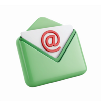 Green Email with Red At Symbol Seamlessly Integrating Both Elements for Digital Communication png