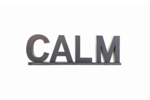 Calm Word Art 3D Design for Meditation and Relaxation Themes Transparent Background png