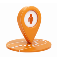 3D Orange Location Pin with Human Figure for Navigation and Mapping Applications png