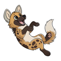Playful Cartoon Hyena Character Doing a Backflip with a Smiling Expression and Transparent Background png