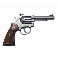 Realistic of a Vintage Revolver with Wood Grip and Metal Finish on Transparent Background png