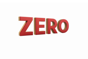Bold 3D Text Design of Zero with Red Color and Transparent Background for Modern Graphics png