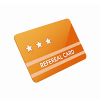 Orange Referral Card Design with Three Stars and Stylish Text for Loyalty Programs png