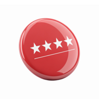 Red Badge with Four White Stars and a Horizontal Line for Recognition and Rating Applications png