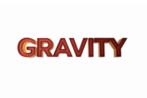 3D Text Representation of Gravity in Bold Metallic Colors on Transparent Background png