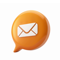 Orange Speech Bubble with White Envelope for Communication and Messaging Applications png