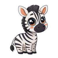 Adorable Cartoon Zebra Character with Big Eyes and Playful Expression on Transparent Background png