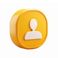 Bright Yellow User Button with Character Silhouette on Transparent Background png