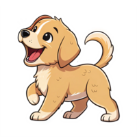 Happy Playful Puppy Character with Open Mouth and Wagging Tail Illustration on Transparent Background png