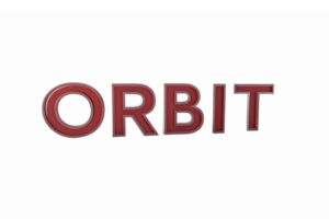 Orbit Three Dimensional Text Graphic in Glossy Red Color with Transparent Background png