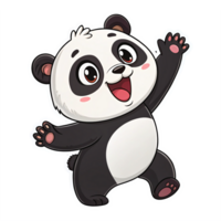 Happy Cartoon Panda Character with Playful Expression on Transparent Background png
