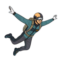 Adventurous Skydiver Freefalling with Open Arms in a Transparent Background Design png