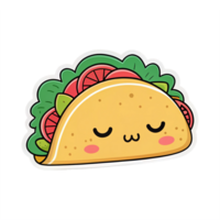 Cute Cartoon Taco Character with Fresh Ingredients Smiling and Relaxing on Transparent Background png