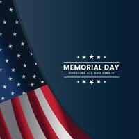 Memorial Day background design featuring the American flag and Honoring All Who Served message ideal for social media posts, banners, and greeting cards. vector