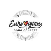 Eurovision Song Contest logo featuring a heart shaped flag. Iconic Eurovision branding with flag design, ideal for music events, fan art, and international song contest visuals vector