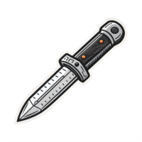 Realistic Dagger with Black Handle and Sharp Blade Design on Transparent Background png