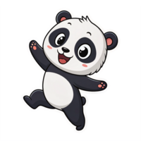 Cute Happy Panda Character Jumping with a Cheerful Expression on a Transparent Background png
