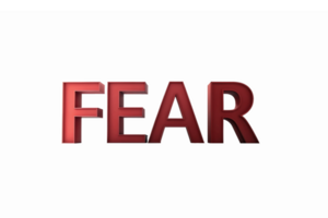 Bold Red 3D Text Fear Representation on Transparent Background for Emotional Design Projects png