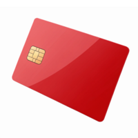 Glossy Red Credit Card with Chip on Transparent Background for Financial and Ecommerce Design png