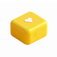 Yellow Glossy Heart Button with Transparent Background for App Design and Digital Media png