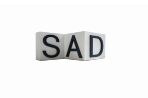 Emotional Expression Using Three Dimensional SAD Text Design with Transparent Background png