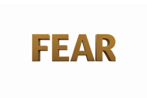 Bold 3D Text Design Representing Fear with a Glossy Finish and Transparent Background png