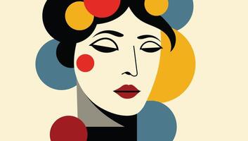 Colorful Abstract Portrait Designed with Modern Geometric Shapes and Delicate Feminine Features in a Bold Contemporary Artistic Style. vector