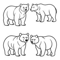 Bear Line Art Set Wild Animal Outline Illustrations for Nature, Wildlife, and Forest Design Projects vector