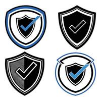 Shield with Checkmark Icon Set Security and Protection Badges vector